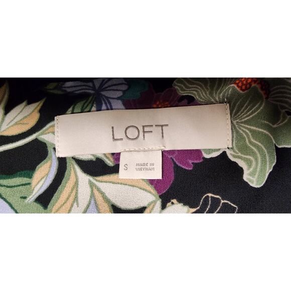 Ann Taylor LOFT Floral Keyhole Tunic Blouse Top Size Small Multicolor Black - Picture 9 of 10